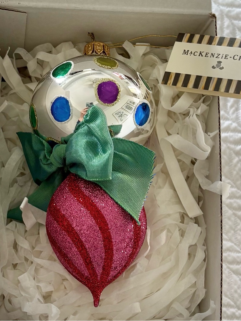 Mackenzie-Childs Bijou Double Drop Christmas Ornament New in Box Retired!